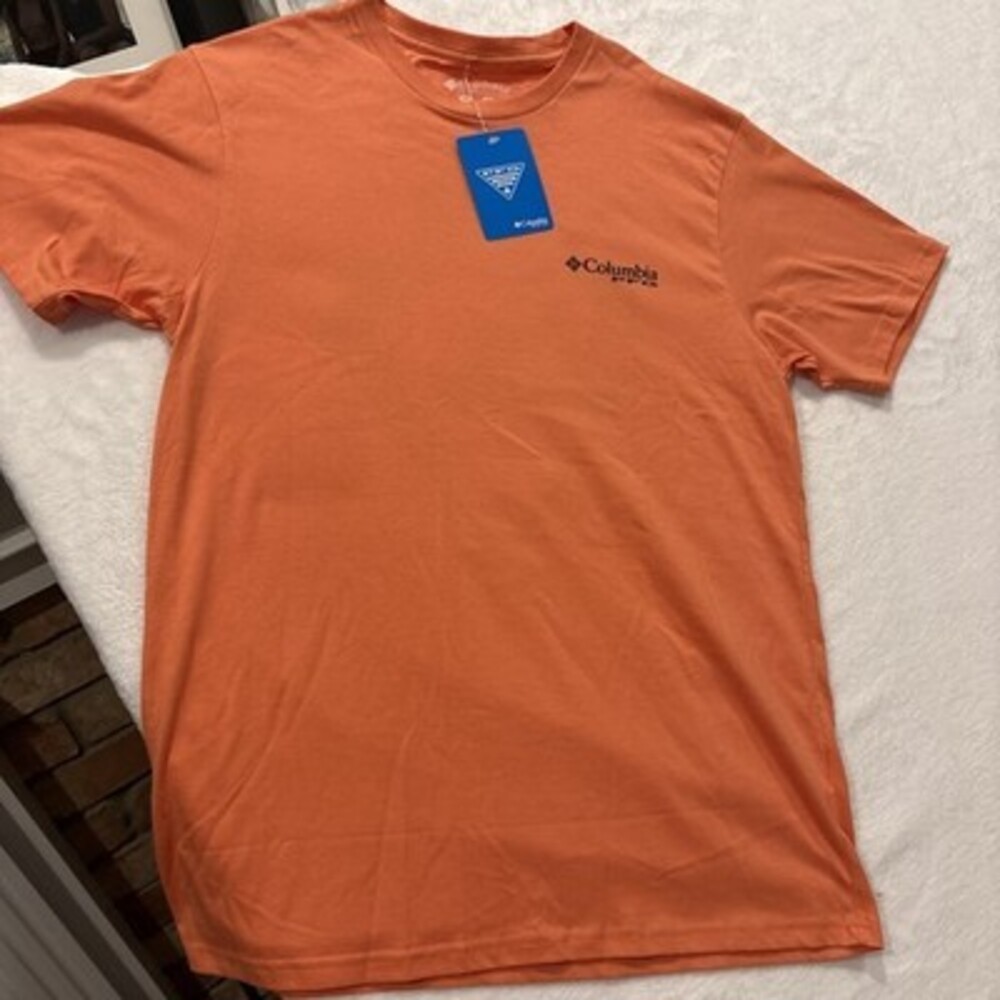 Columbia PFG Shirt, Med, Orange, With Graphic Imprint